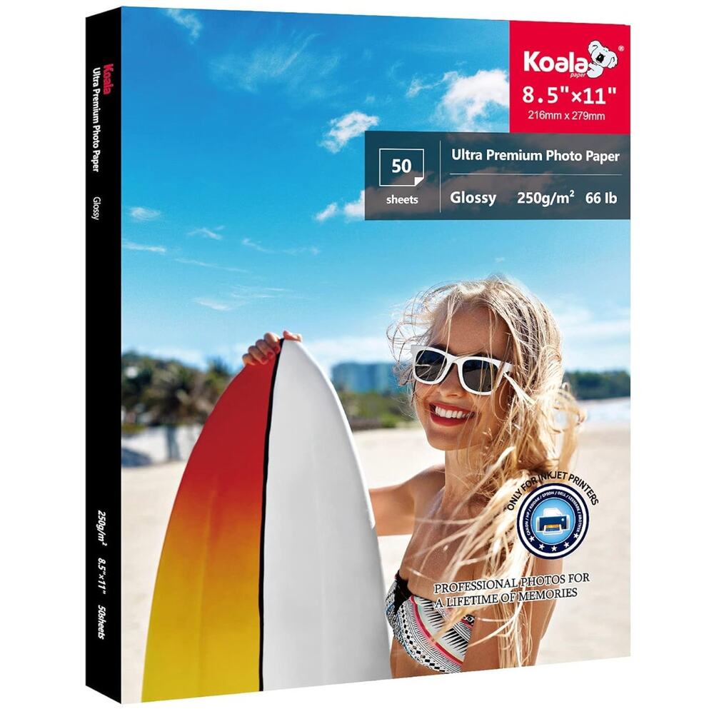 Koala Premium Glossy Photo Printer Paper for Inkjet Printer, 66lb -50 Sheets